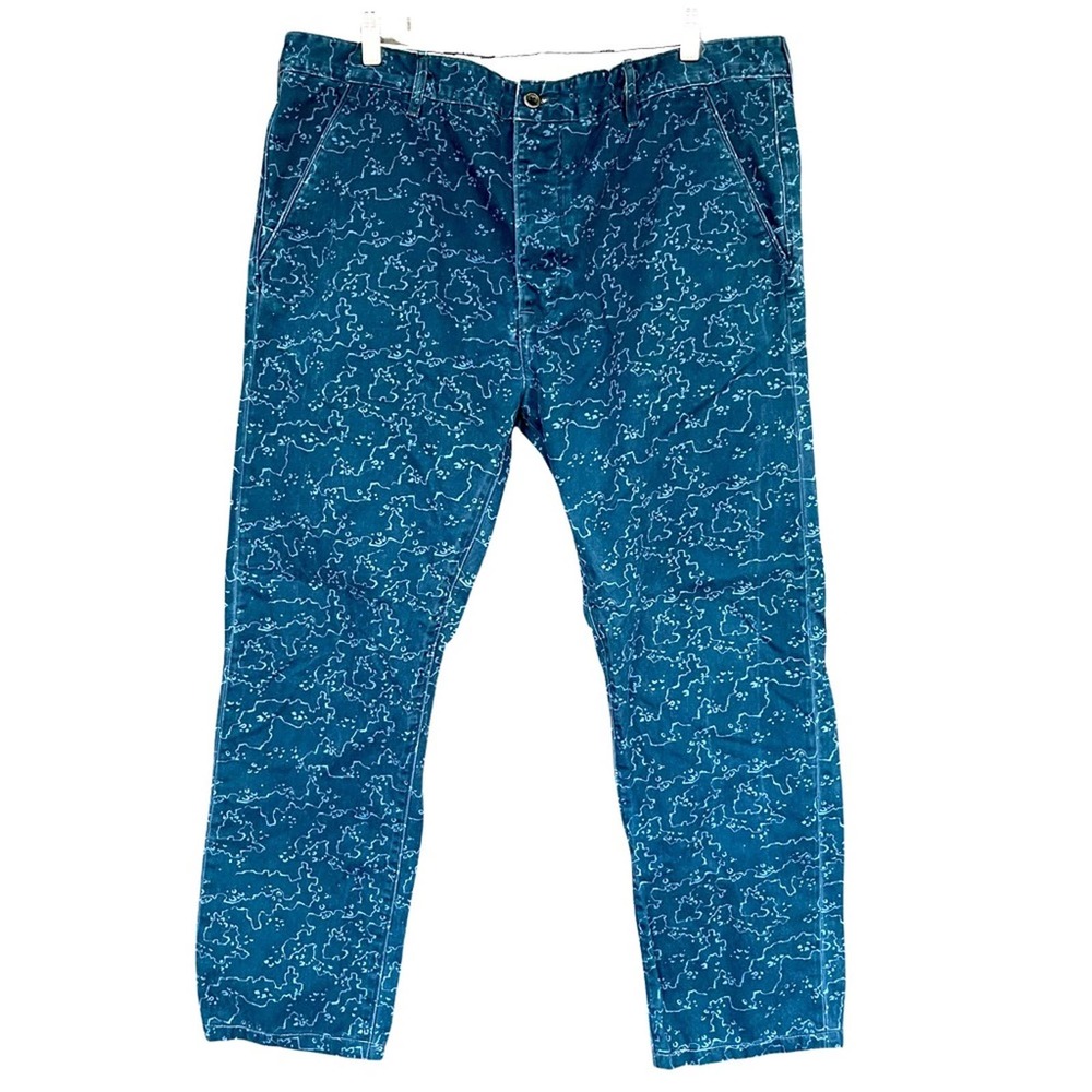 Levis Jeans Womens Size 40x32 Teal‎ Patterned Straight Leg Artsy